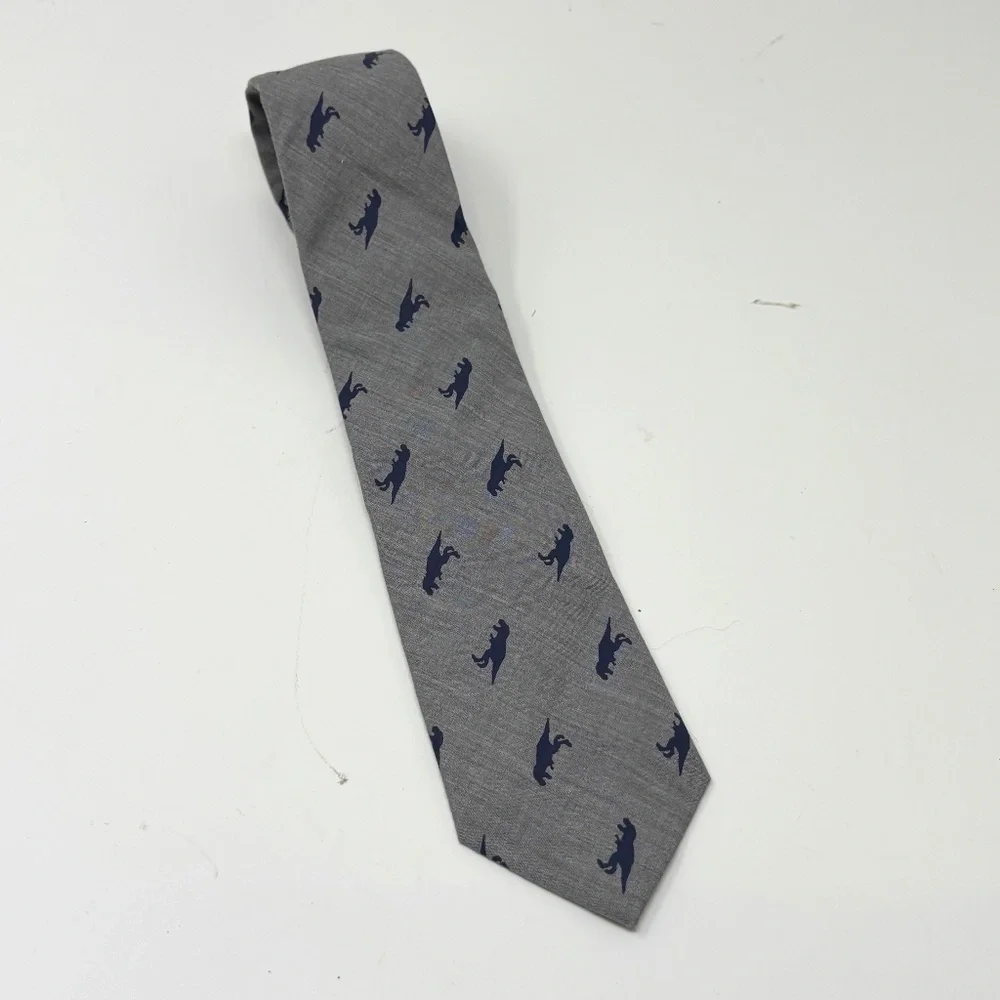 Gray Dinosaur Kids Tie